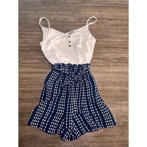 Jforjustify White Button Front Top Navy White romper
